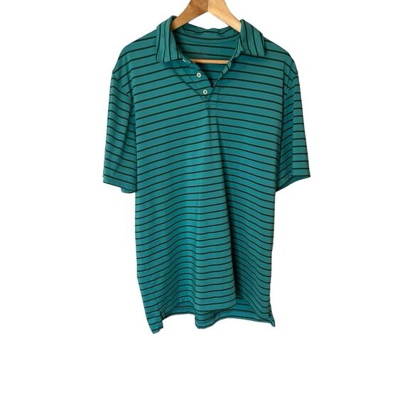 L L Bean‎ Men’s Polo Size L Tall Slightly Fitted Striped Blue/Green EUC - Picture 1 of 6
